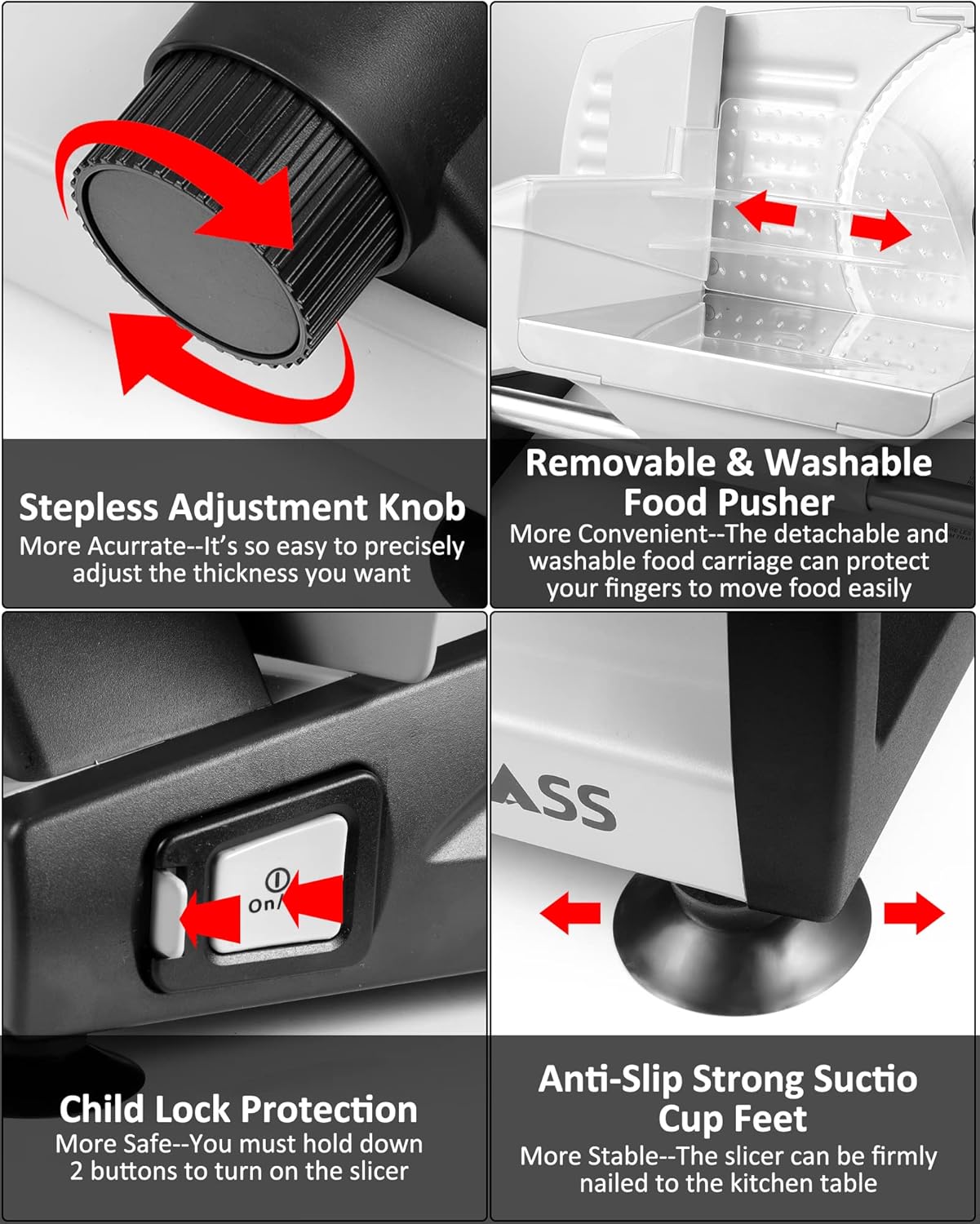 Trancheuse électrique inox – 200W, 2 lames, réglable 0-15mm