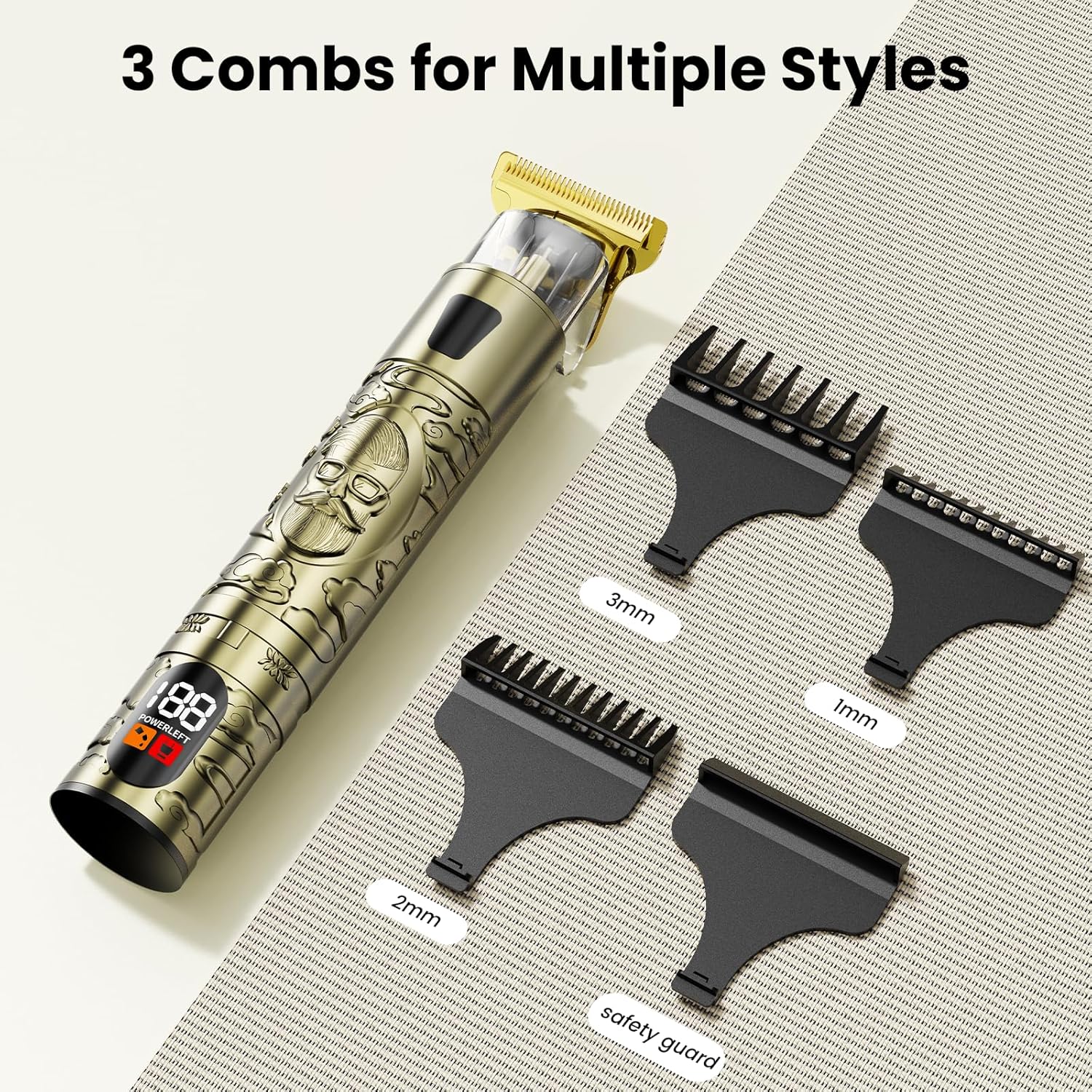 Yineel - Tondeuse HC100 - lame T, écran LCD, Type-C, précision, HC100