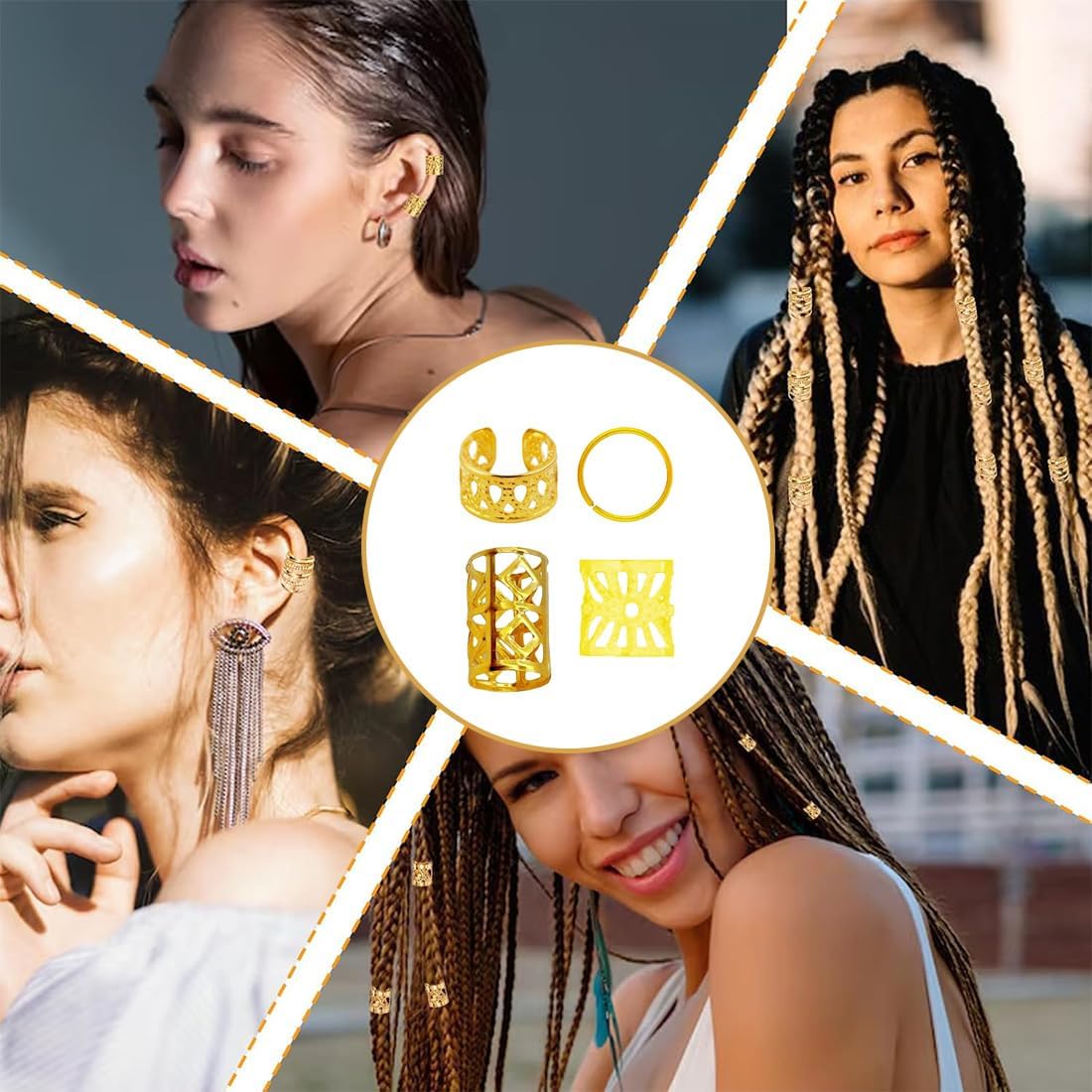 Bijoux Cheveux Tresse - lot de 40 pinces - accessoires dreadlocks - pour hommes femmes enfants - D(80PCS)