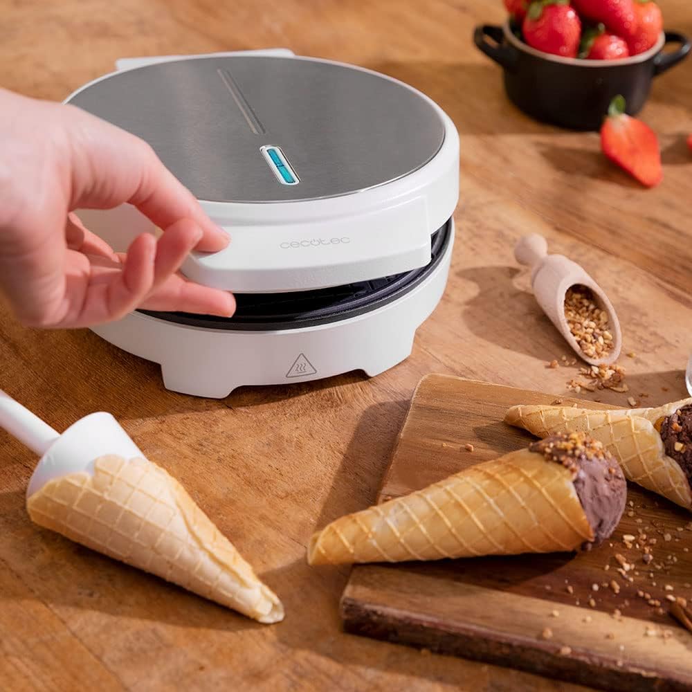 Cecotec - Fun Gofrestone Rolls - compact - inox et 1000W, pour cornets et cigarettes russes