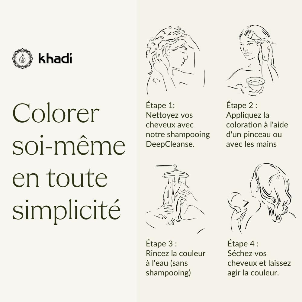 khadi - coloration végétale brun foncé naturel, cheveux brillants, 100 g