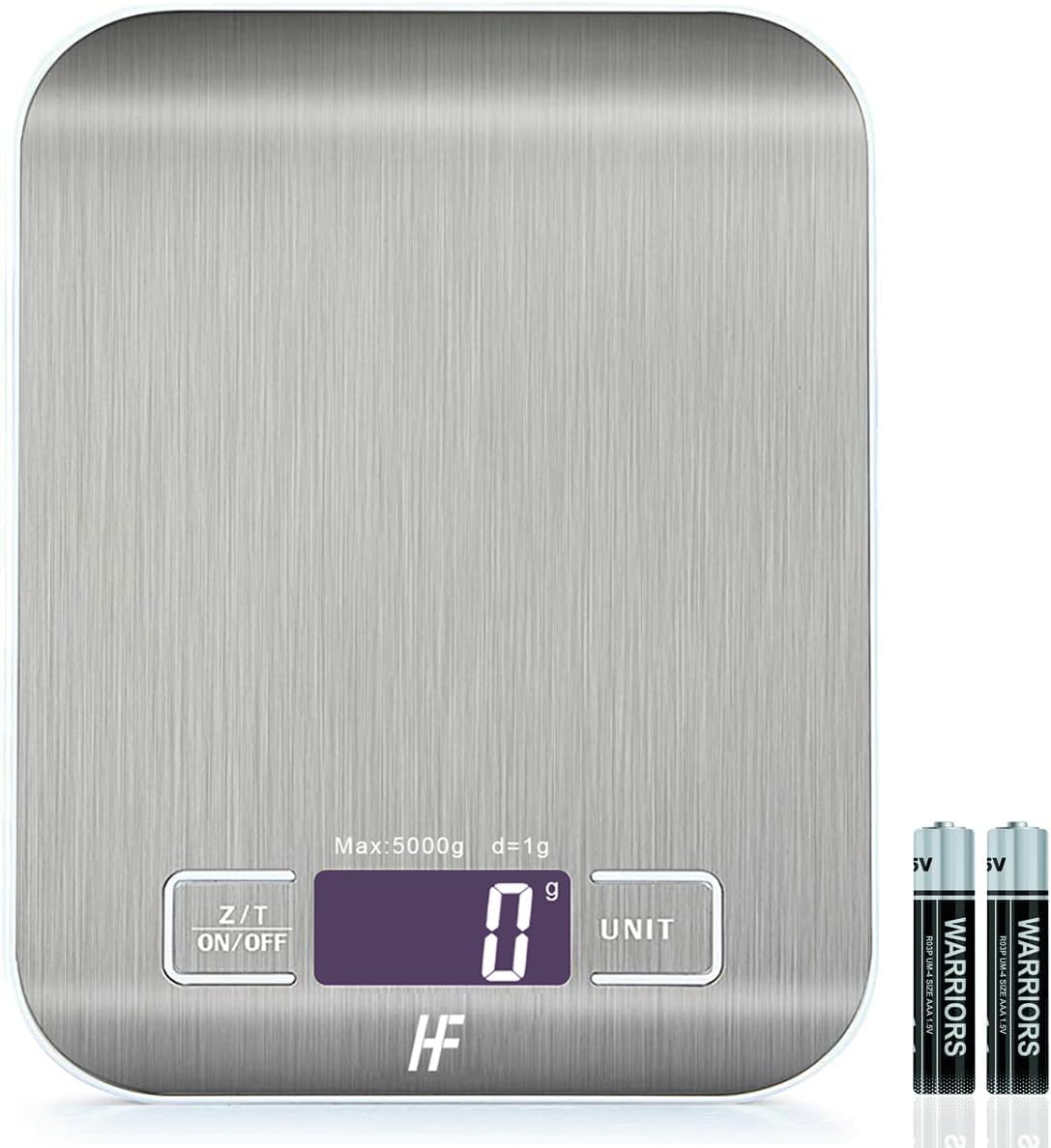 HomeFashion - Balance cuisine acier inox - 5000g/1g - écran LCD, tare