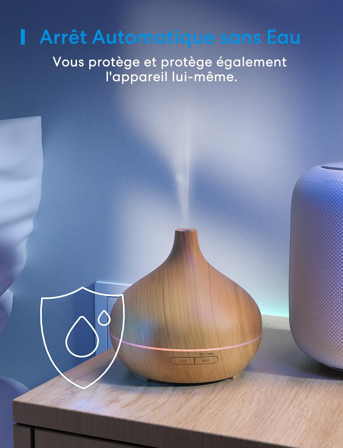 Meross - Diffuseur connecté WiFi - LED RGB, vocal, sans BPA, HomeKit