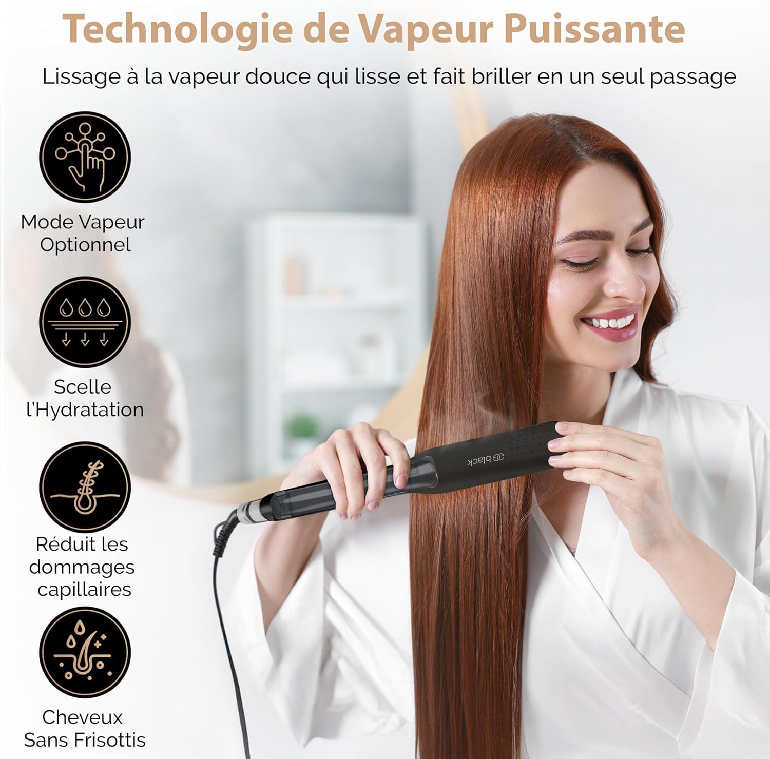 Golden Goods - Steampod Pro - lisseur ionique vapeur, céramique, 230°C
