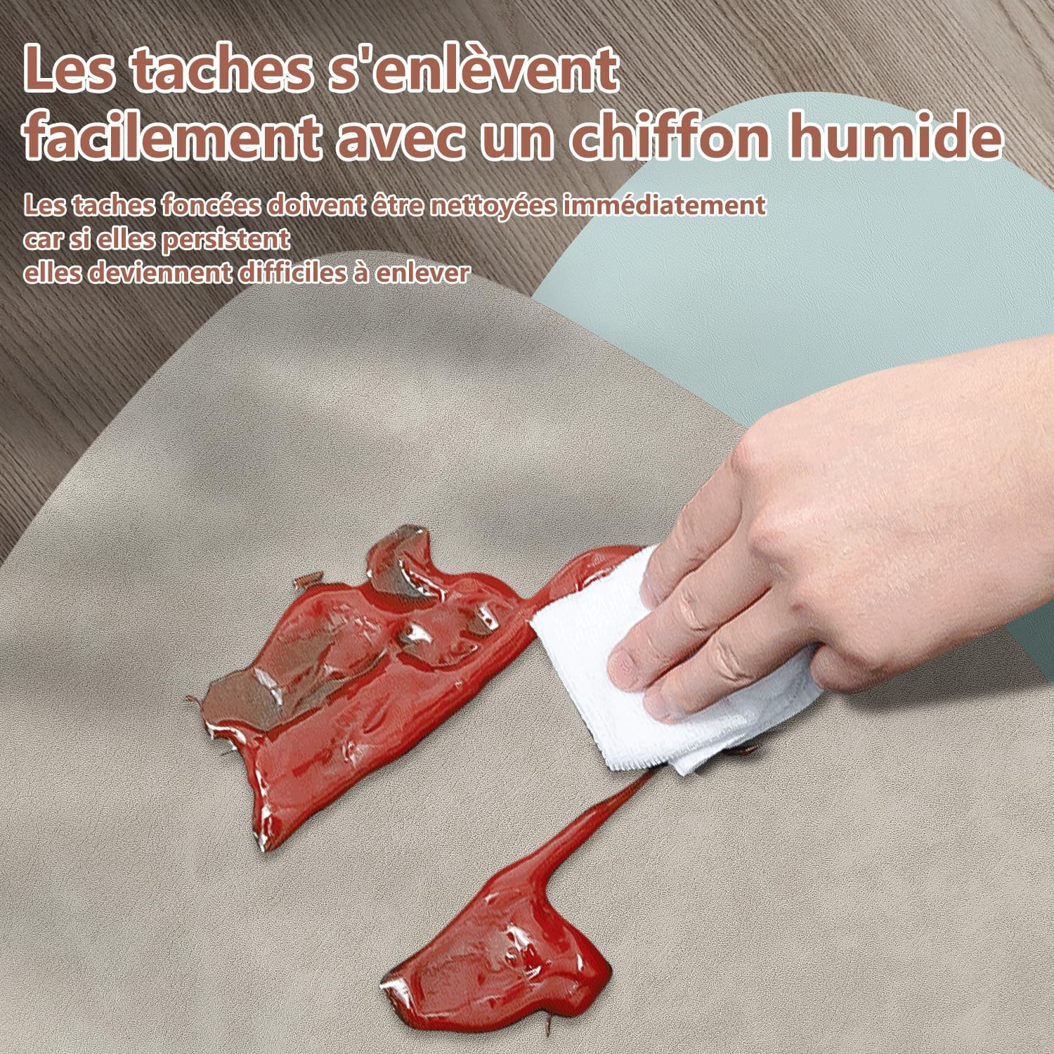 Set de table - lot de 4, cuir PU double face, 41x33cm, lavable, antidérapant, gris clair/bleu clair