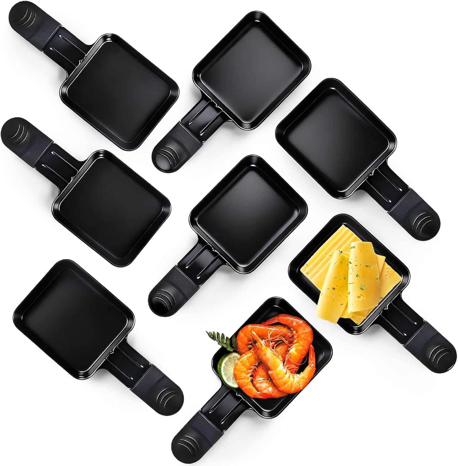HengBO - poêlon raclette carré 18x8.5x1.5cm antiadhésif 8pcs