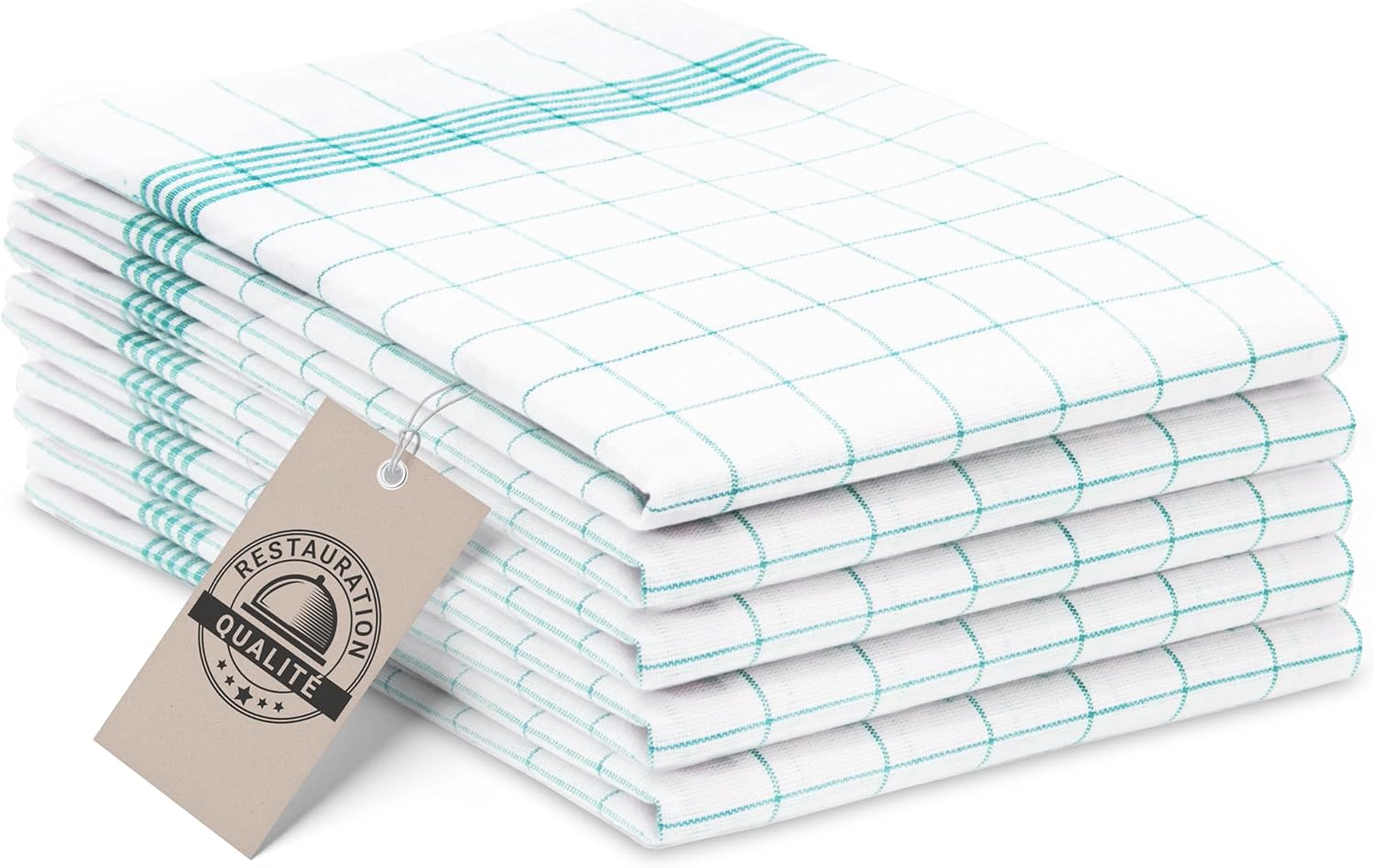 ZOLLNER - torchons 5 pièces - 50x70 cm - 100 % coton, vert