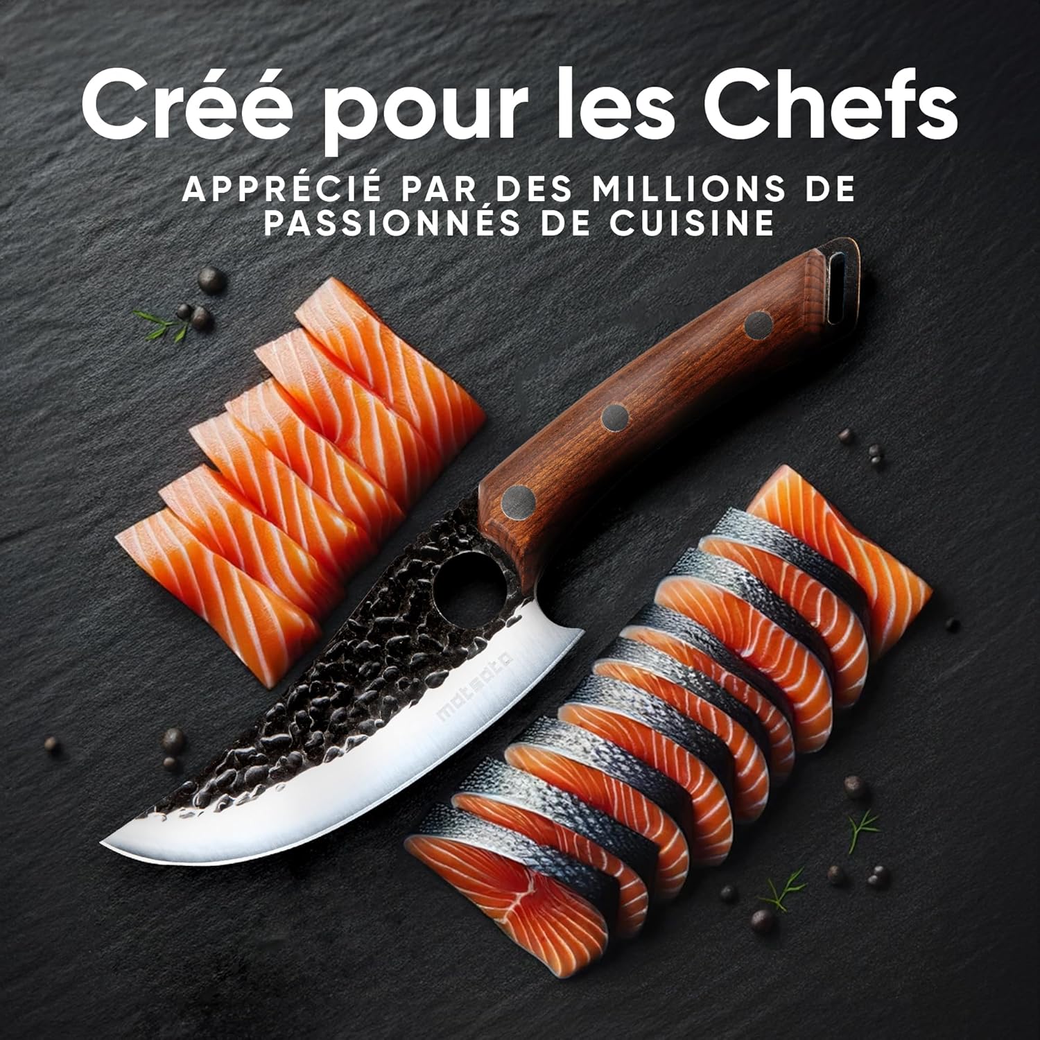 Matsato - Couteau Chef Pro - acier japonais - lame tranchante 20cm