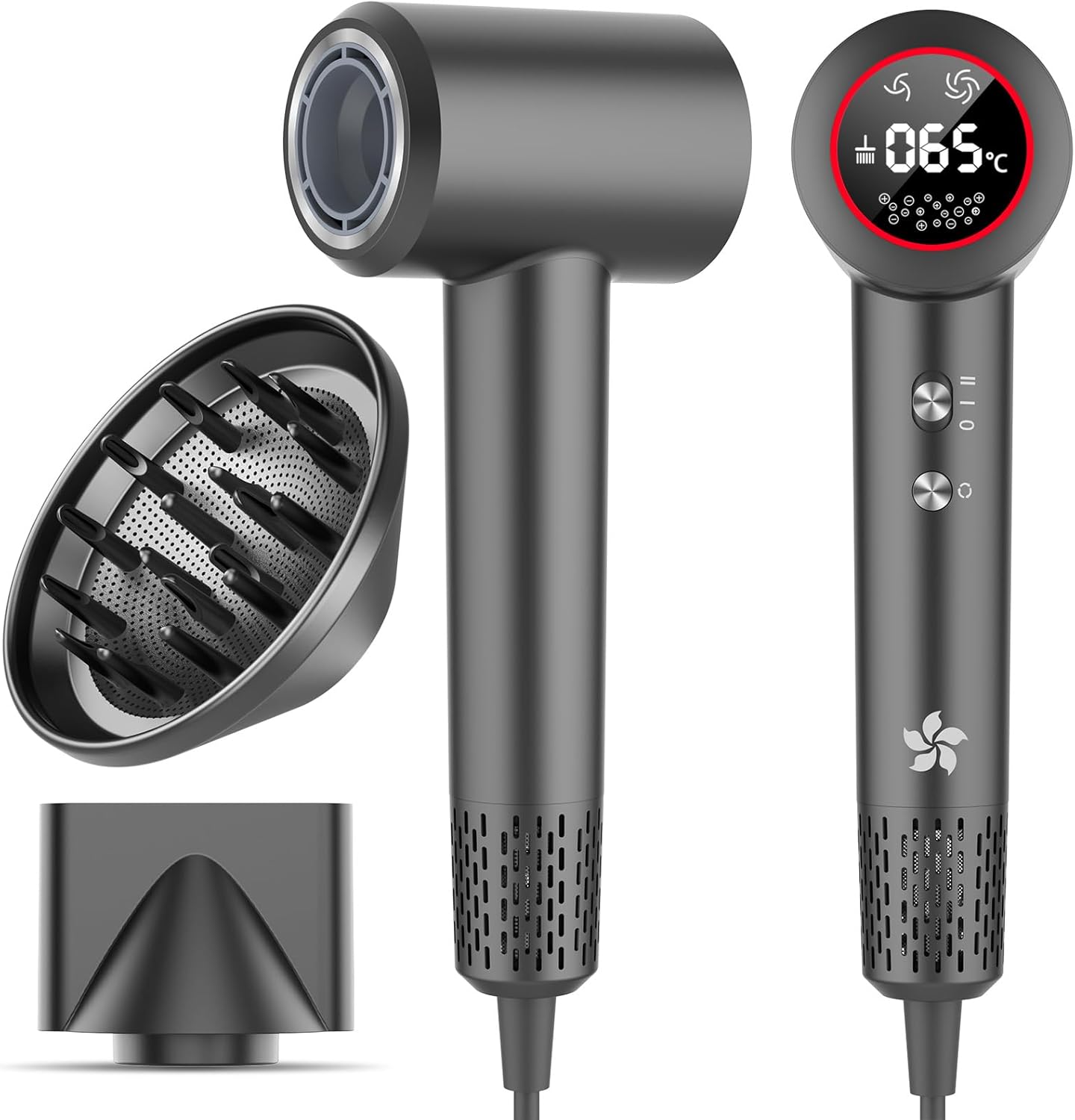 Sèche-cheveux professionnel - ionique, moteur 110 000 tr/min, 57 dB, diffuseur, séchage rapide, 400M plasma