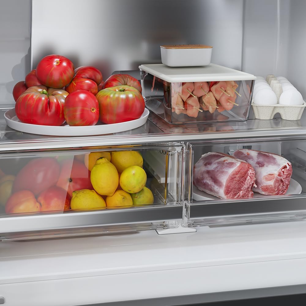 Cecotec - Bolero CoolMarket série FD - 436L inox, 4 portes, eau, No Frost, MultiAirFlow, Vacances, FD436WD