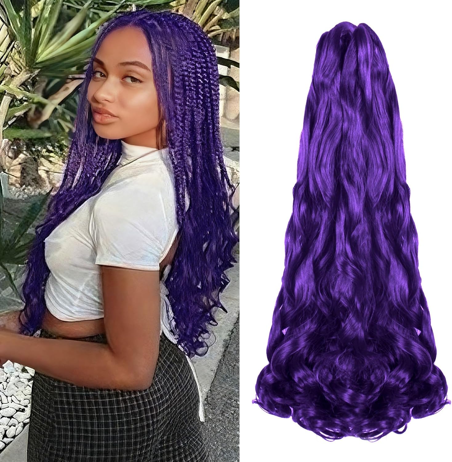 Enbeautiful - French Curl Braiding Hair - 24 pouces - 8 packs, boucles synthétiques, extrémités bouclées