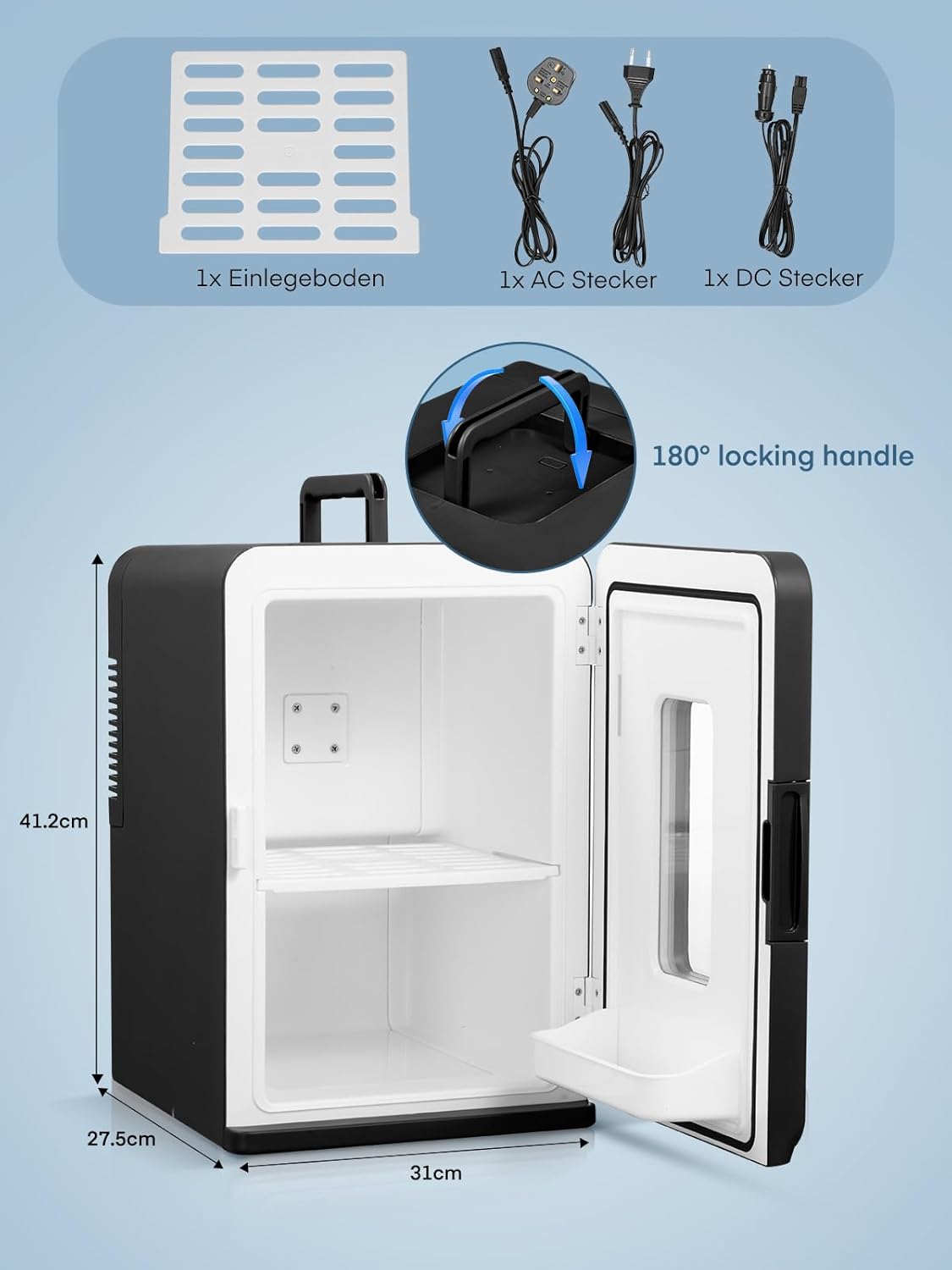 FOHERE - Mini frigo 15L compact, chaud/froid, 21 canettes, silencieux