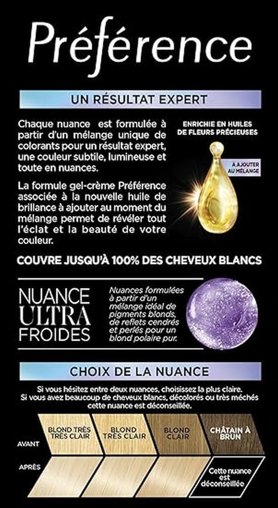 L'Oréal Paris - Préférence Helsinki 10.1 - blond cendré clair - coloration permanente, couvre 100% cheveux blancs