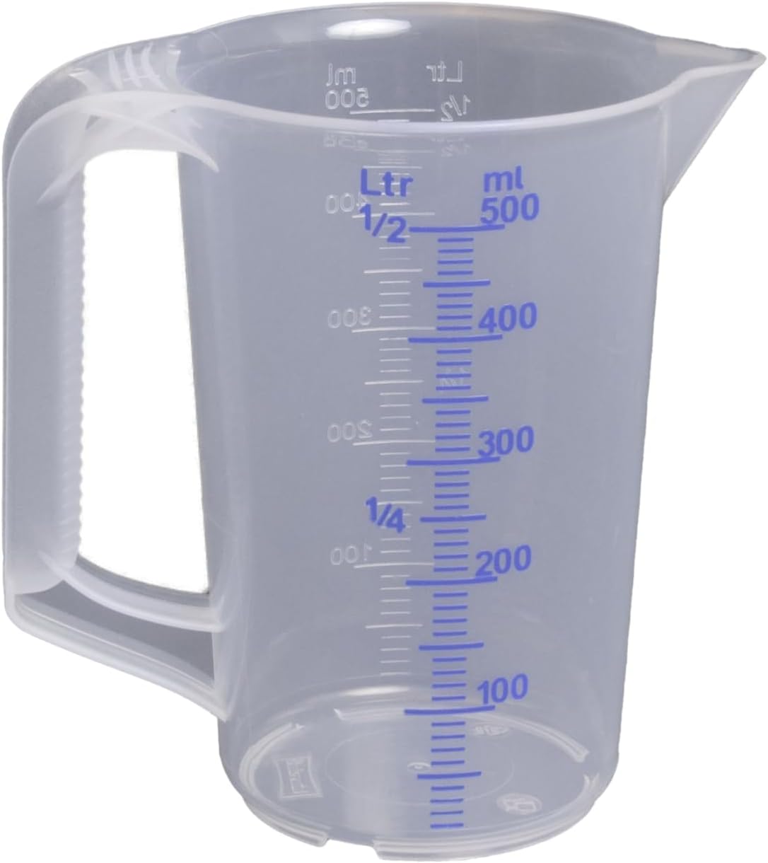 hünersdorff - verre doseur 0,5L - PP, incassable, poignée, graduation bleue - 935000