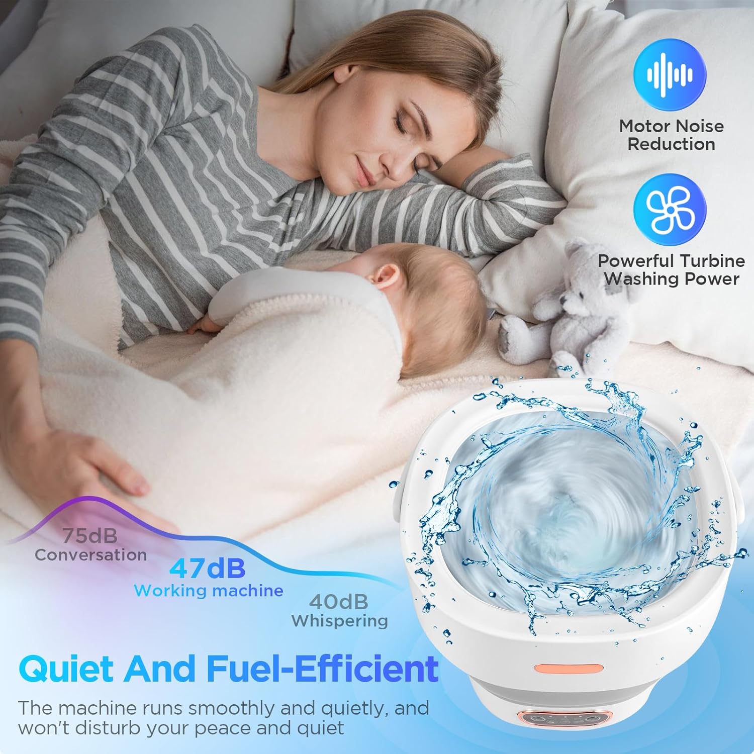 Mini machine à laver portable 13L, 3 modes, tuyau drainage, compact