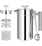 Velaze Cafetière française à piston en acier inoxydable 8 tasses 1 l