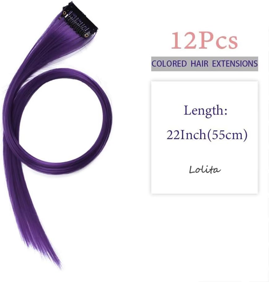 Extensions cheveux - mèches à clipser 55cm - violet foncé, lot de 12