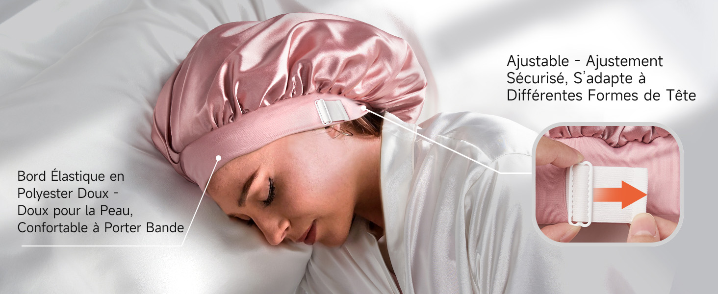 bonnet soie cheveux nuit