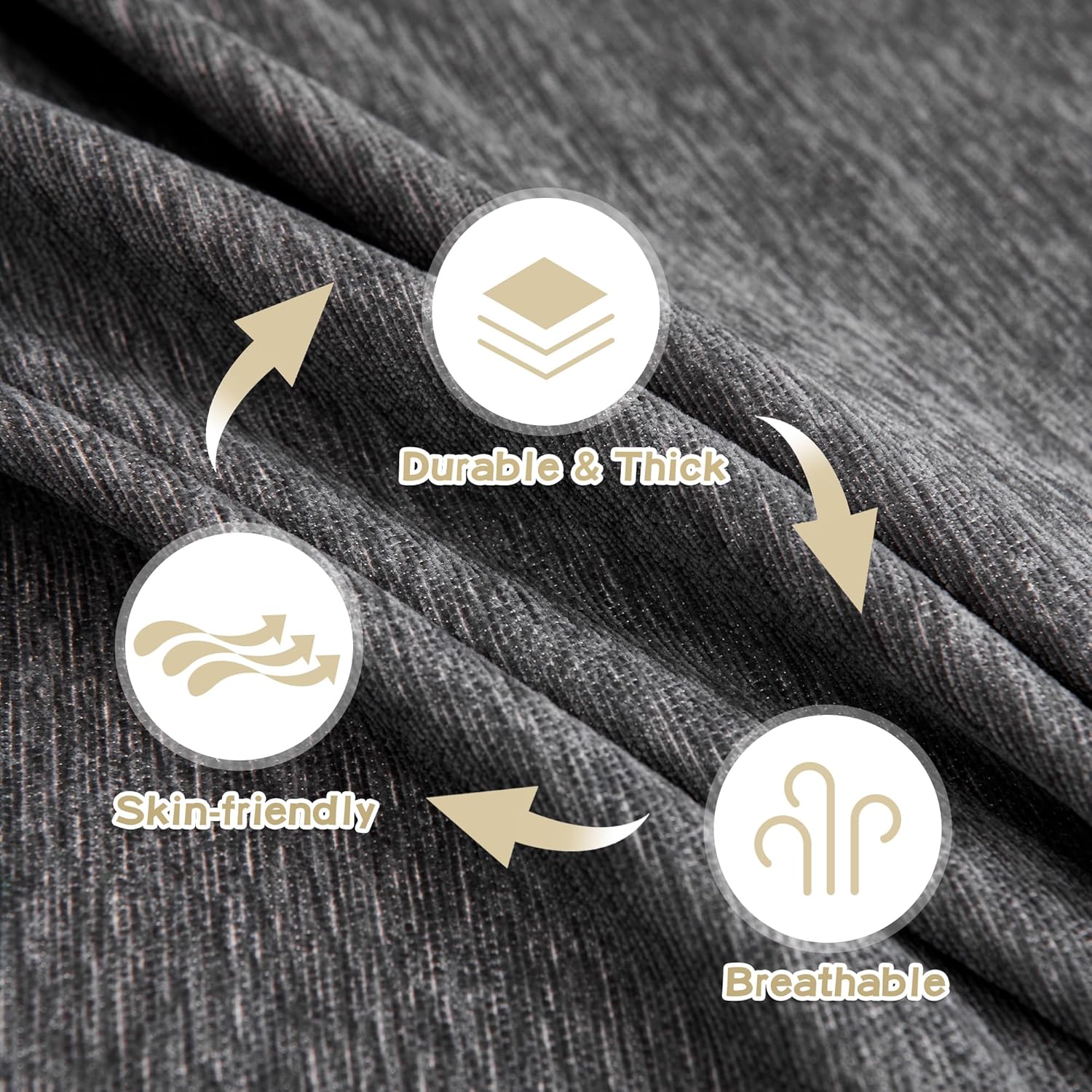 MYSKY HOME - Housse de canapé L 180x300cm chenille anti-griffe