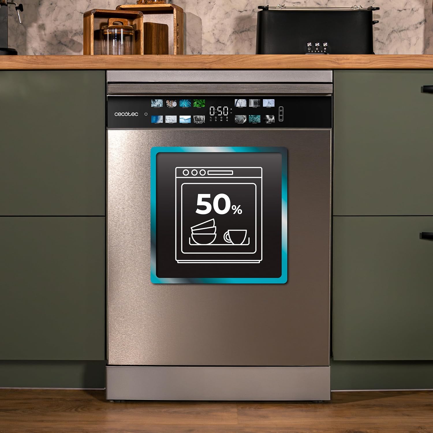 Cecotec - Lave-vaisselle Bolero série 60cm, 15 couverts, Inox, classe B, moteur Inverter Plus, Aguazero6700