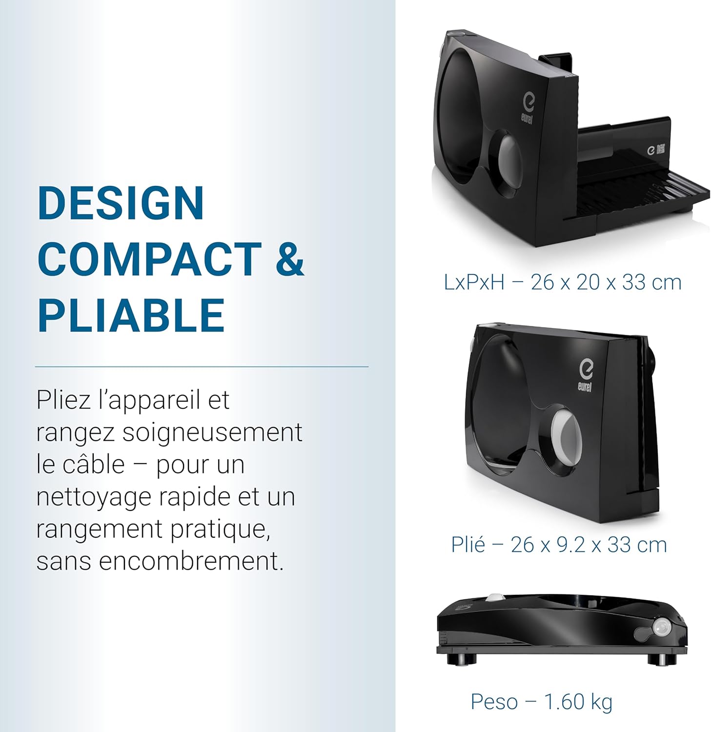EUREL - trancheuse électrique RS42 - Ø170mm - épaisseur réglable, moteur 80W, pliable