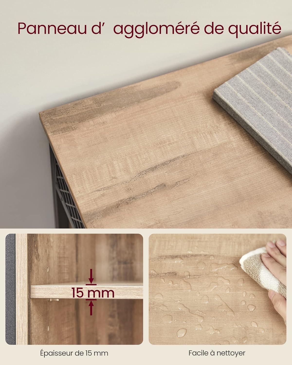 VASAGLE - Buffet Cuisine série rangement - 30x70x80cm - portes coulissantes, étagères réglables - LSC089B50V1