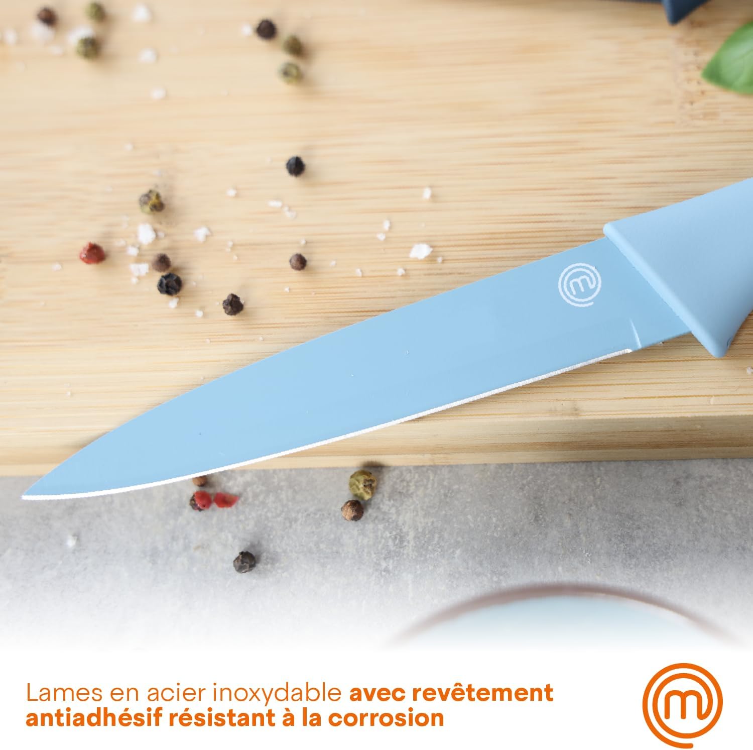 MasterChef - Collection Azure - 5 pièces - couteaux inox, poignées confort