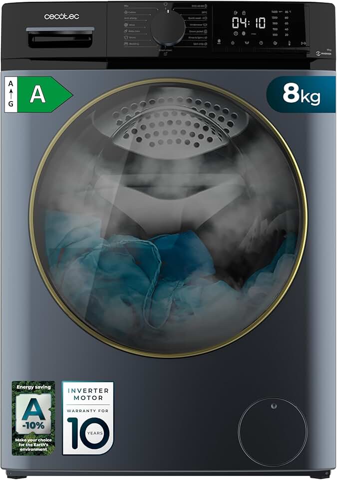 Cecotec - Bolero DressCode 8610 - 8 kg, 1400 rpm, frontal, vapeur, Inverter, 15 programmes - 8610