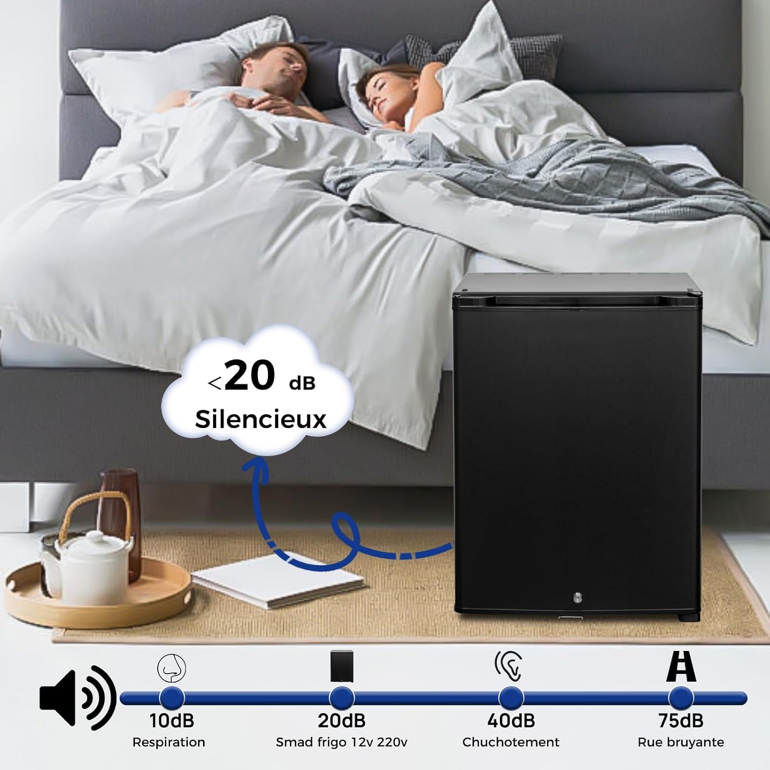 Smad - Frigo camping 53L - porte réversible, serrure, 12V/220V, silencieux