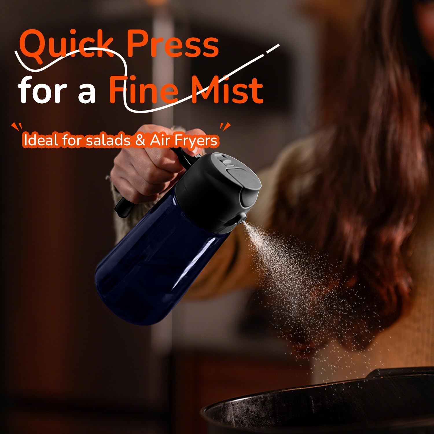 TrendPlain - Spray Huile Cuisine 470ml - 2-en-1, lot de 2, noir & vert