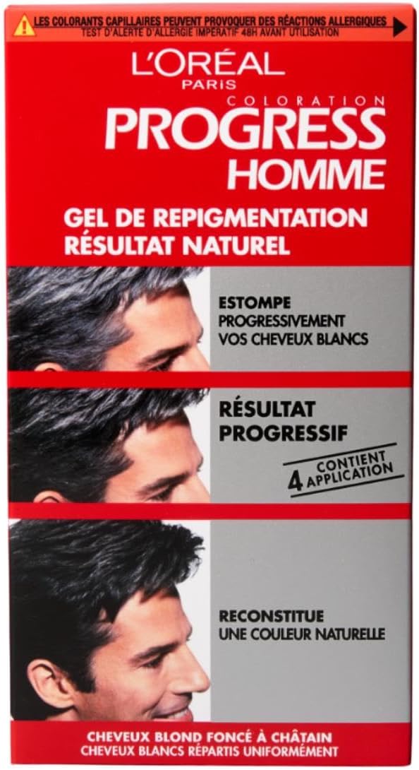 L'Oréal Paris - Progress Homme - gel repigmentant - sans ammoniaque, naturel, 4 applications, tous cheveux