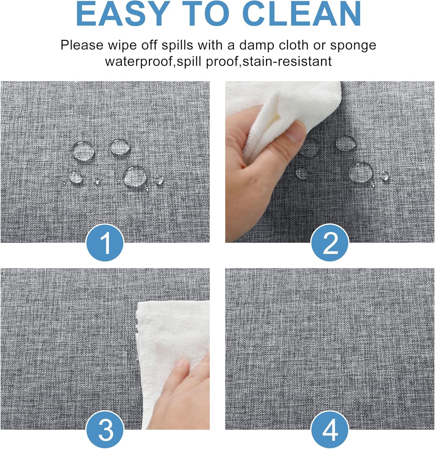 DWCN - aspect lin lavable imperméable - 135x300cm - anti-tache