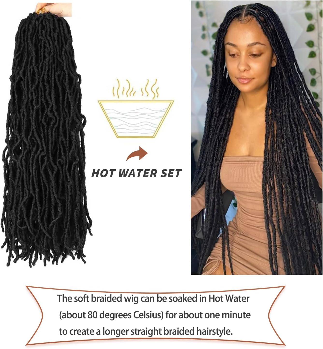 Faux Locks - Soft Locs Crochet Braids 60,9cm - Bouclées, lot de 8