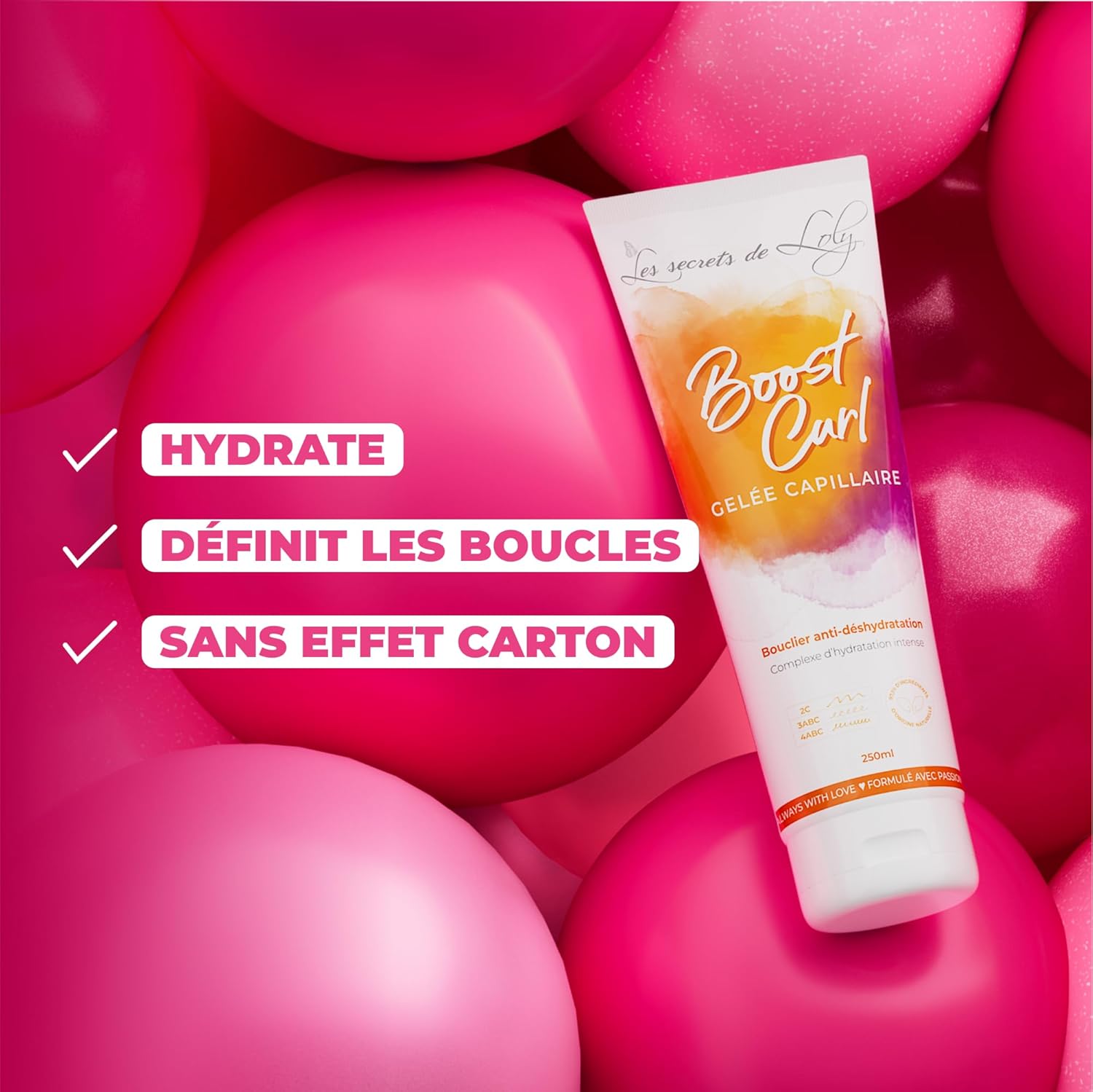 Les Secrets de Loly - Boost Curl - 250ml - Gelée coiffante hydratante, boucles définies, lot de 2