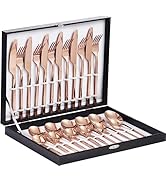 Velaze Ménagère 24 pièces en acier inoxydable pour 6 personnes Or rose