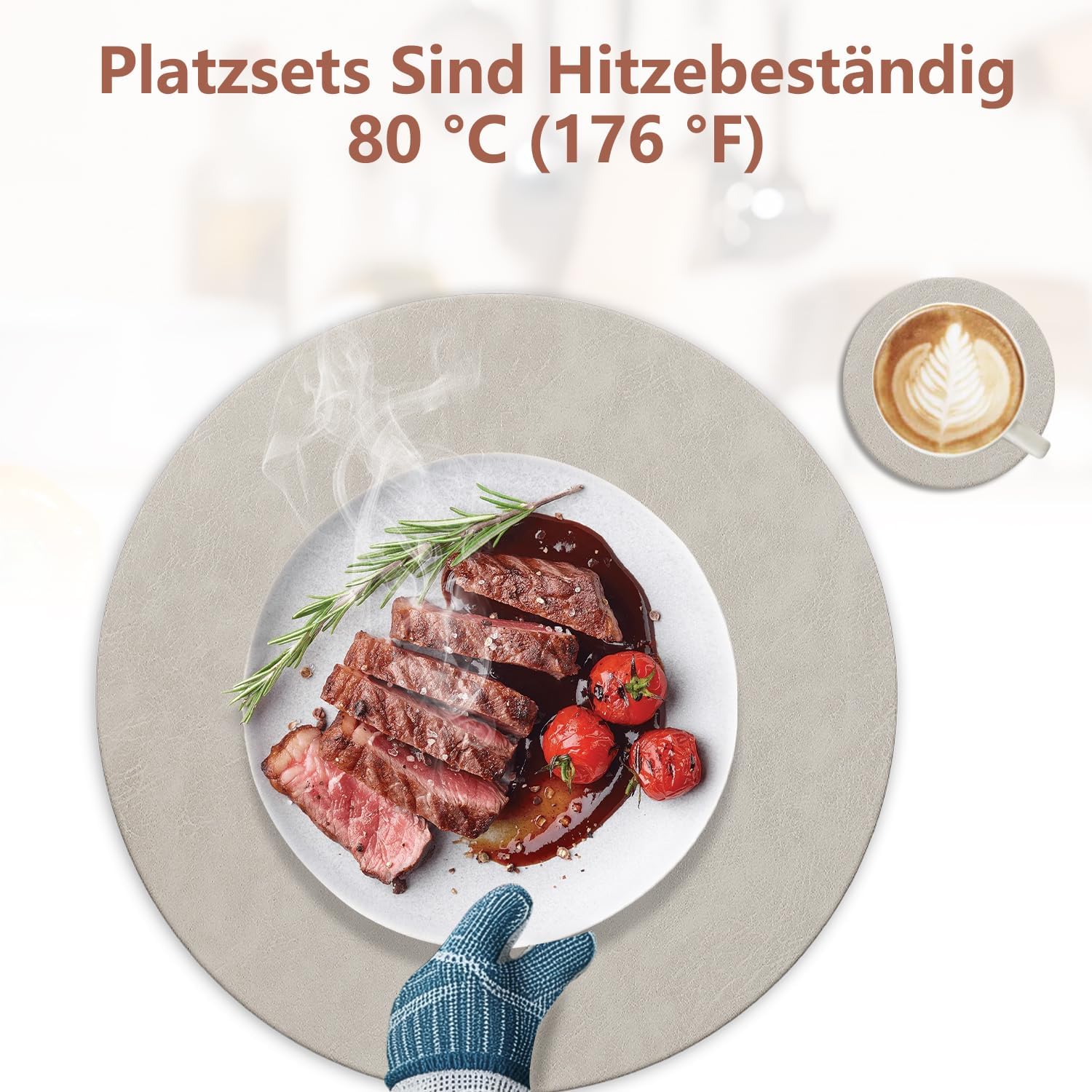 Set de table - rond PU double face 36x36cm antidérapant lavable