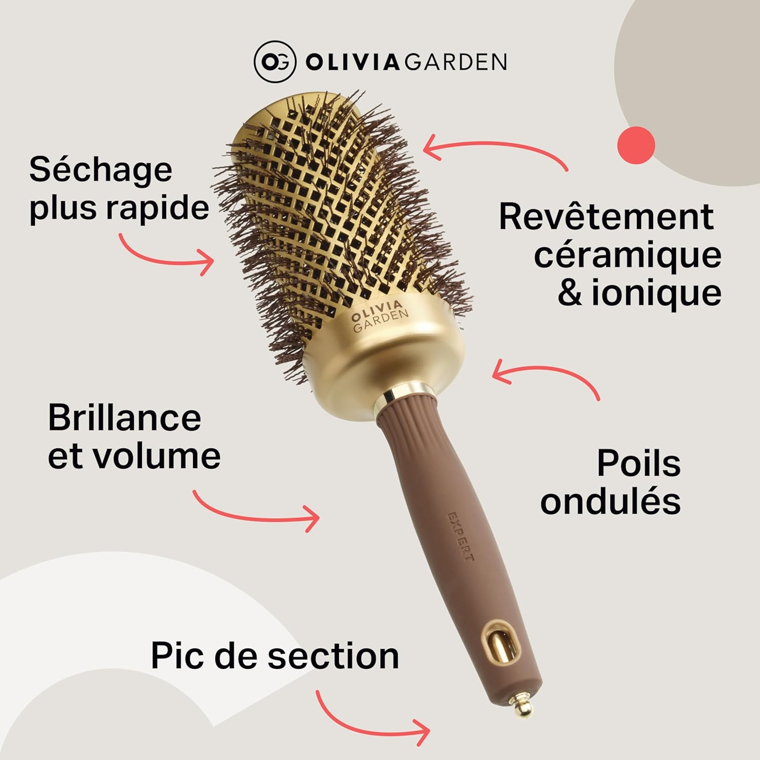 Olivia Garden - Expert Blowout Shine - ronde céramique antistatique - brushing sans frisottis