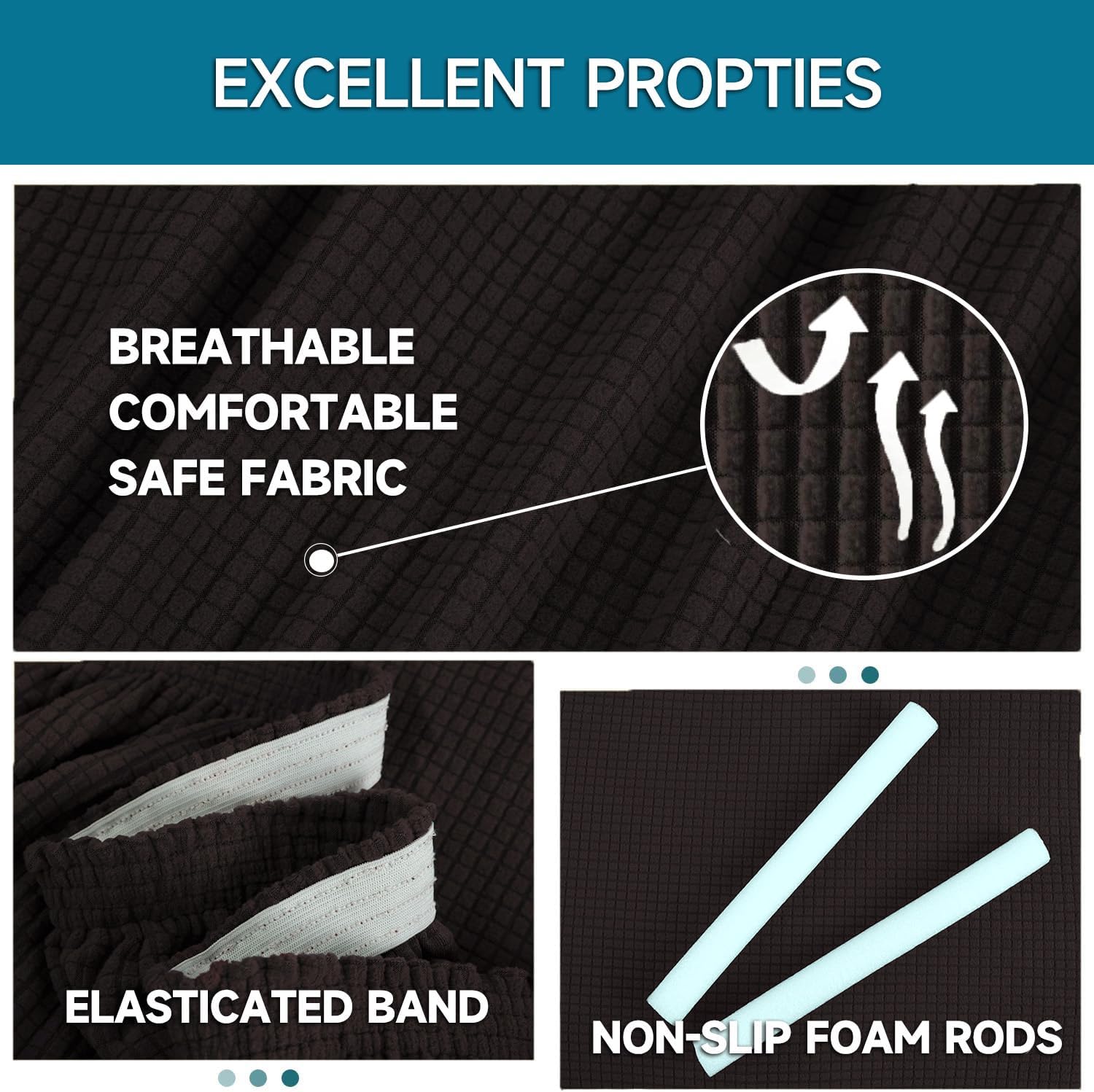 Housse canapé 2 places - extensible, lavable, antidérapante, café