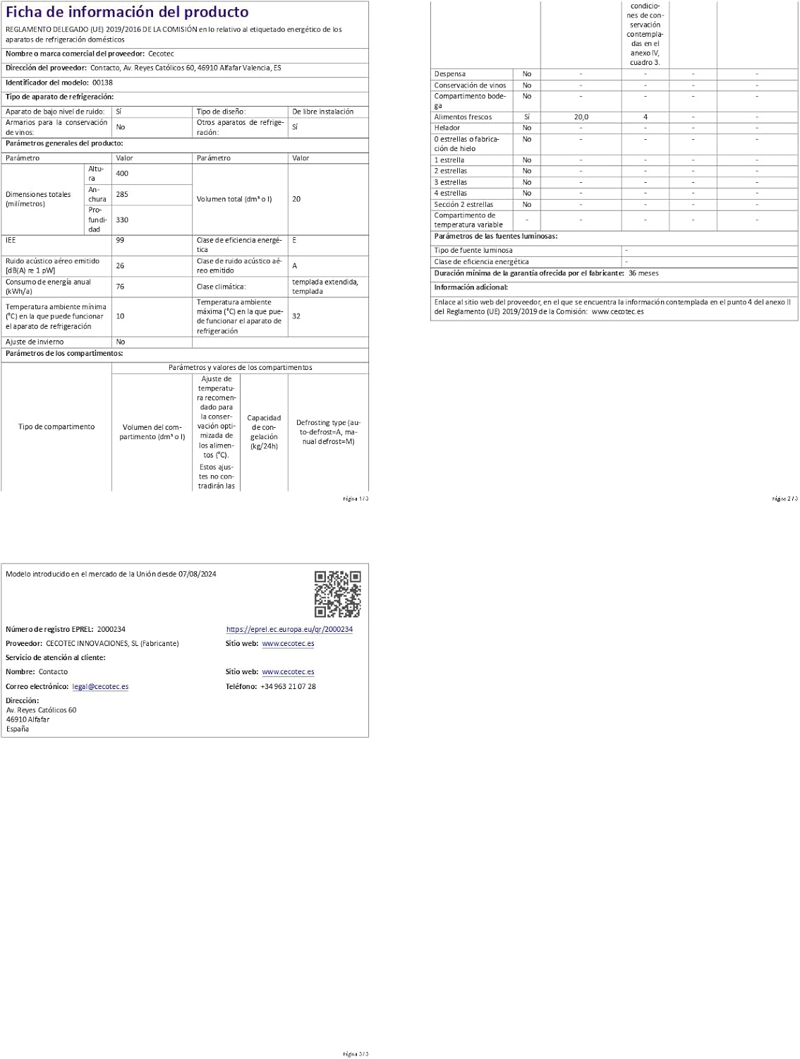 Cecotec - Bolero MiniCooling Bahamas - 20L - froid/chaud 12V-220V compact