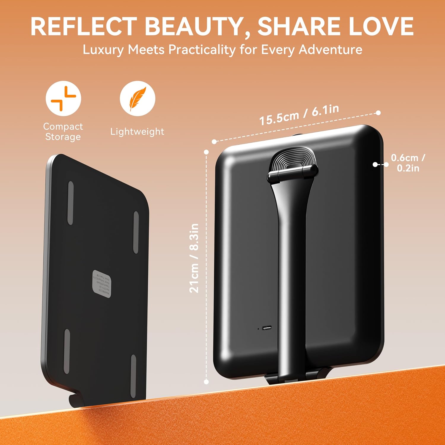 Auxmir - Miroir Maquillage LED, 72 LEDs, rechargeable USB, 3 lumières, écran tactile