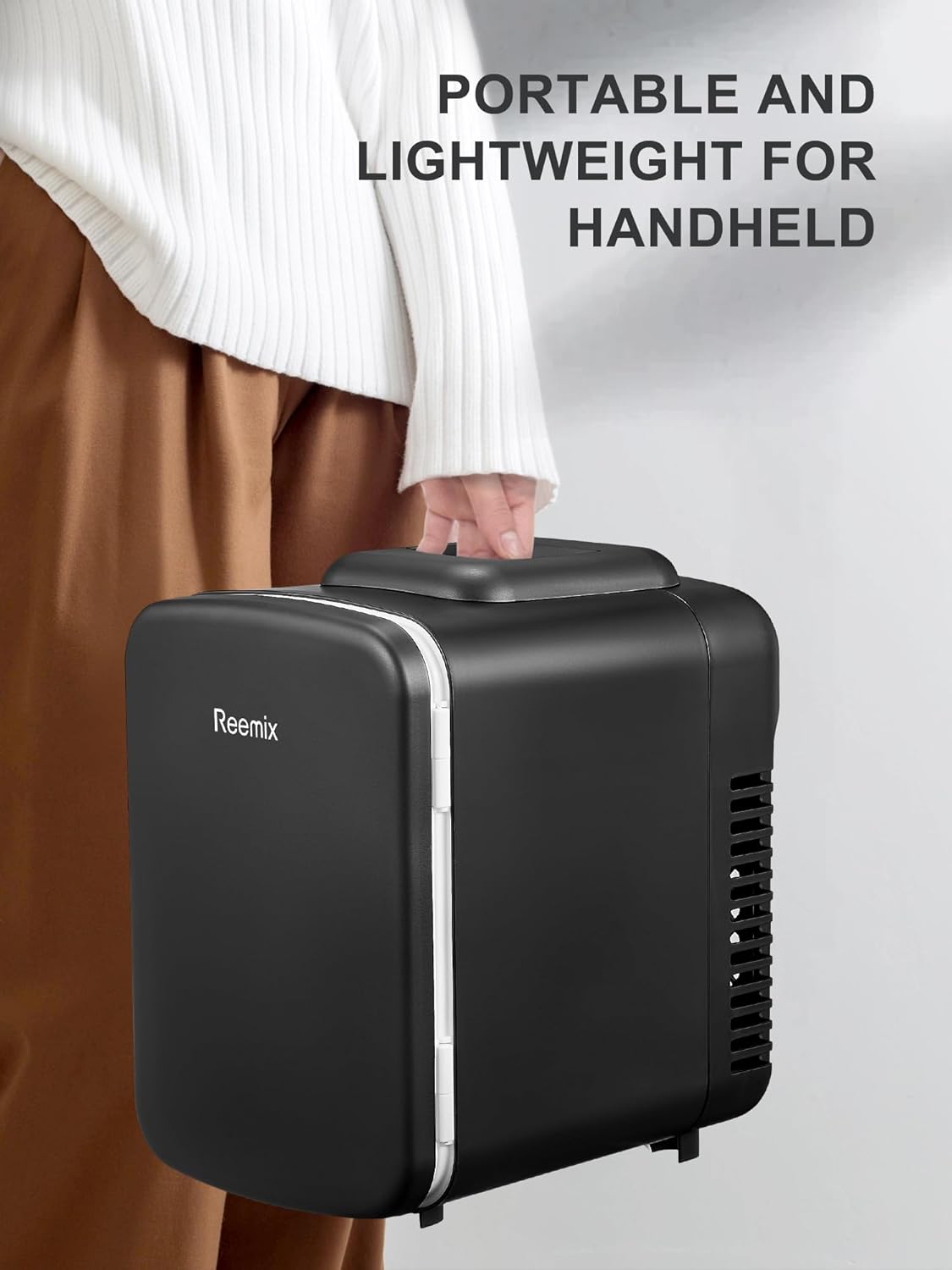 Reemix - Mini Frigo - 4L, 6 canettes - Chaud/froid, silencieux, 12V/240V