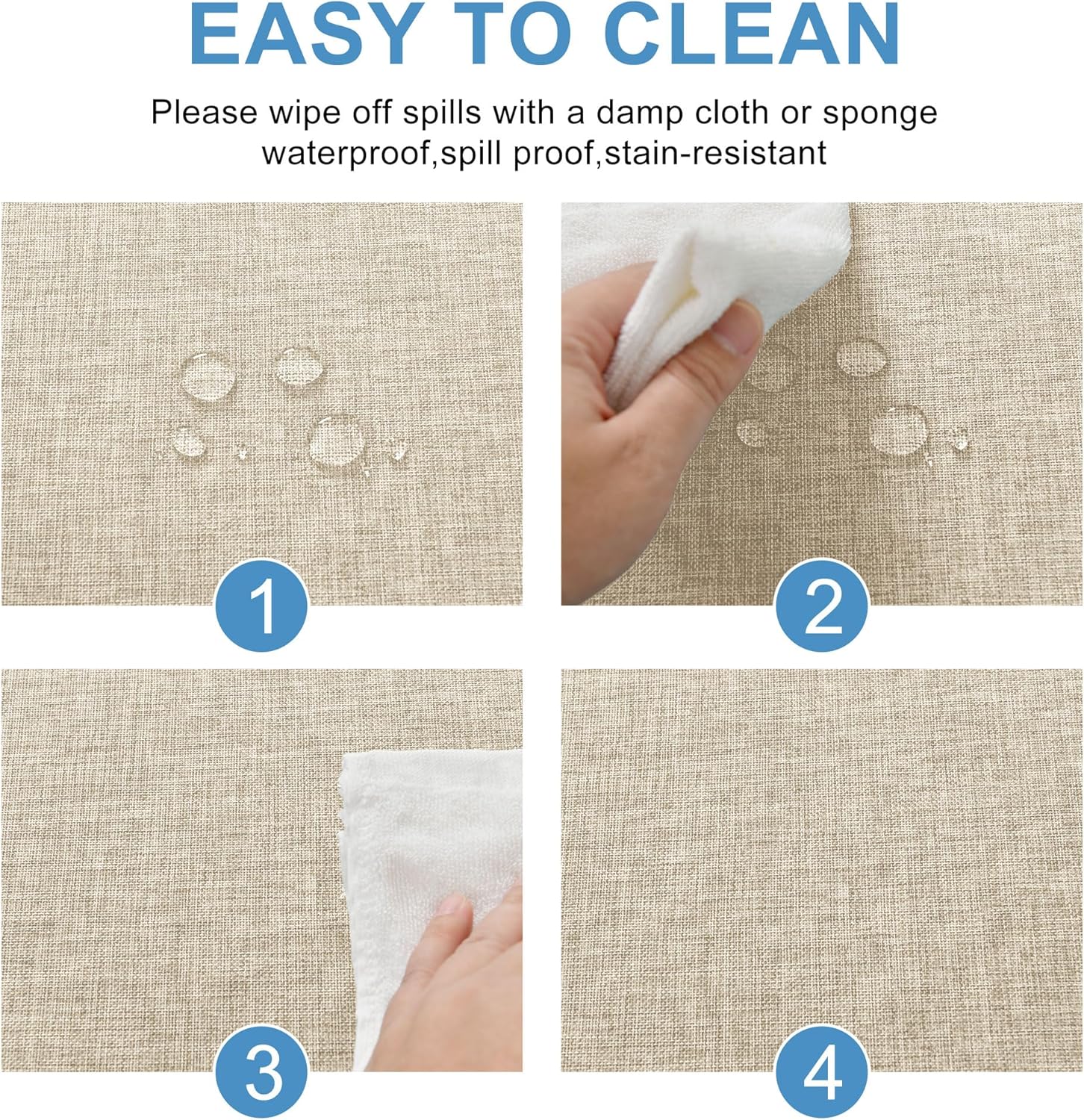 DWCN - Nappe aspect lin imperméable, 135x300cm, anti-tache