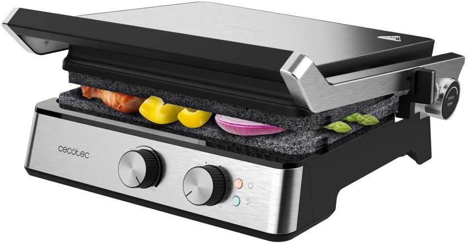 Cecotec - Rock'nGrill Blaze - 29x23cm - 2400W, ouverture 180°, RockStone
