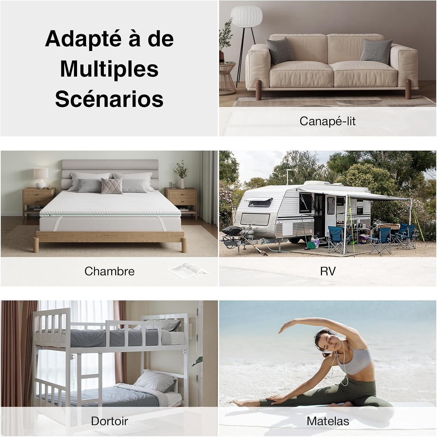 Novilla - Surmatelas mémoire de forme - 160x190 cm - 7,5 cm, housse lavable, antidérapant