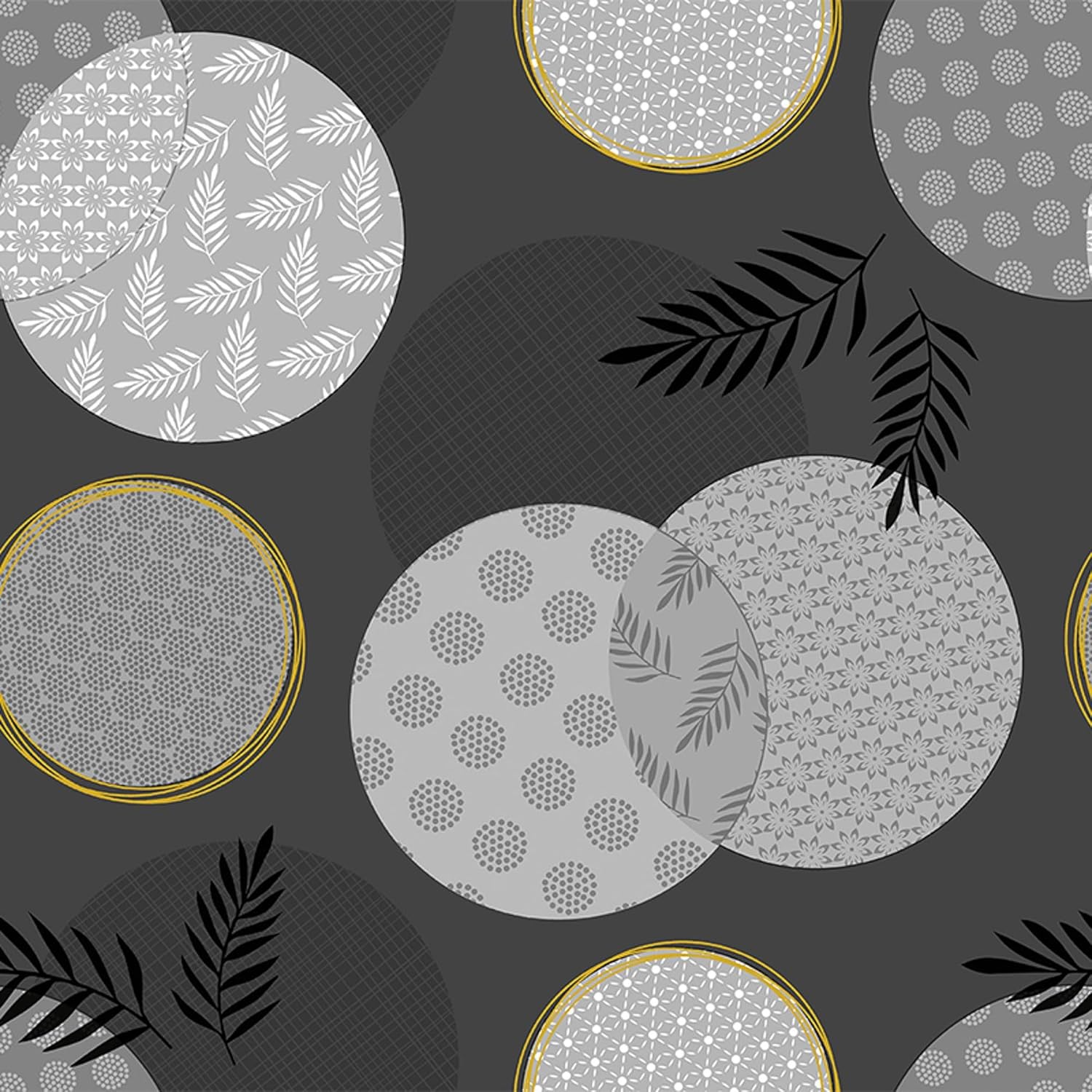 Nappe en toile cirée - modèle Lens Noir - ronde 140 cm - anti-taches, imperméable, facile à entretenir