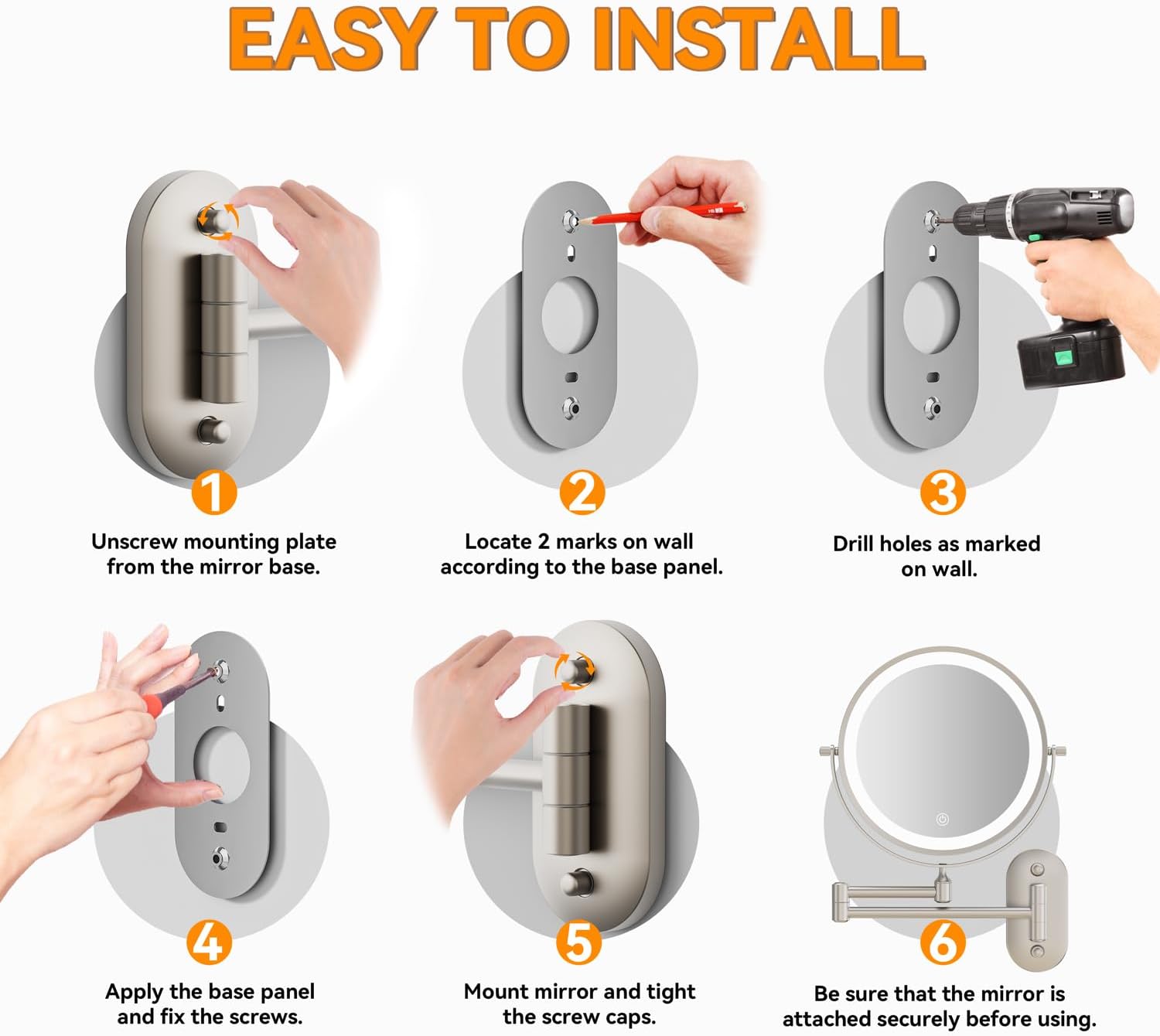 Auxmir - miroir mural lumineux 8