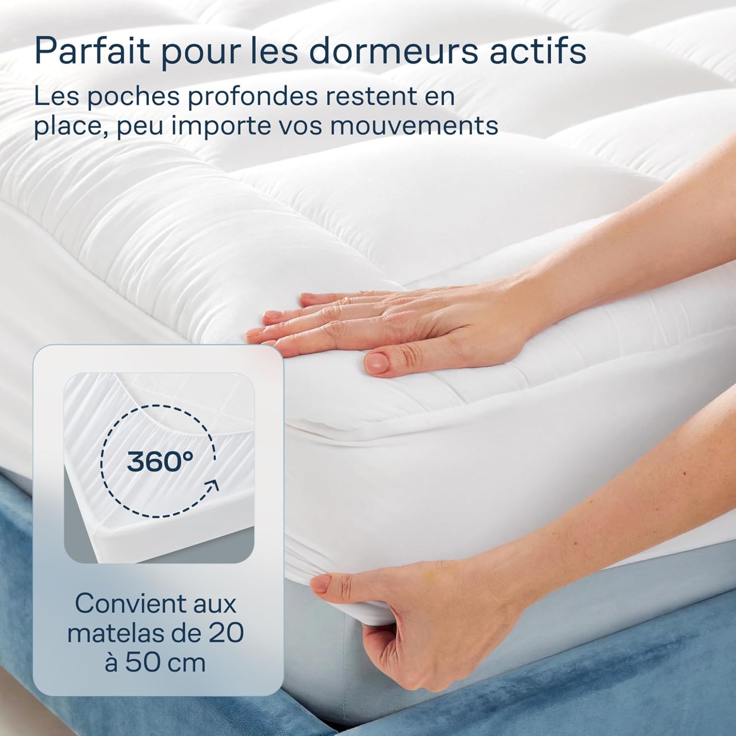 Surmatelas - Double Confort Ultra-Doux, coton, 160x200 cm, respirant