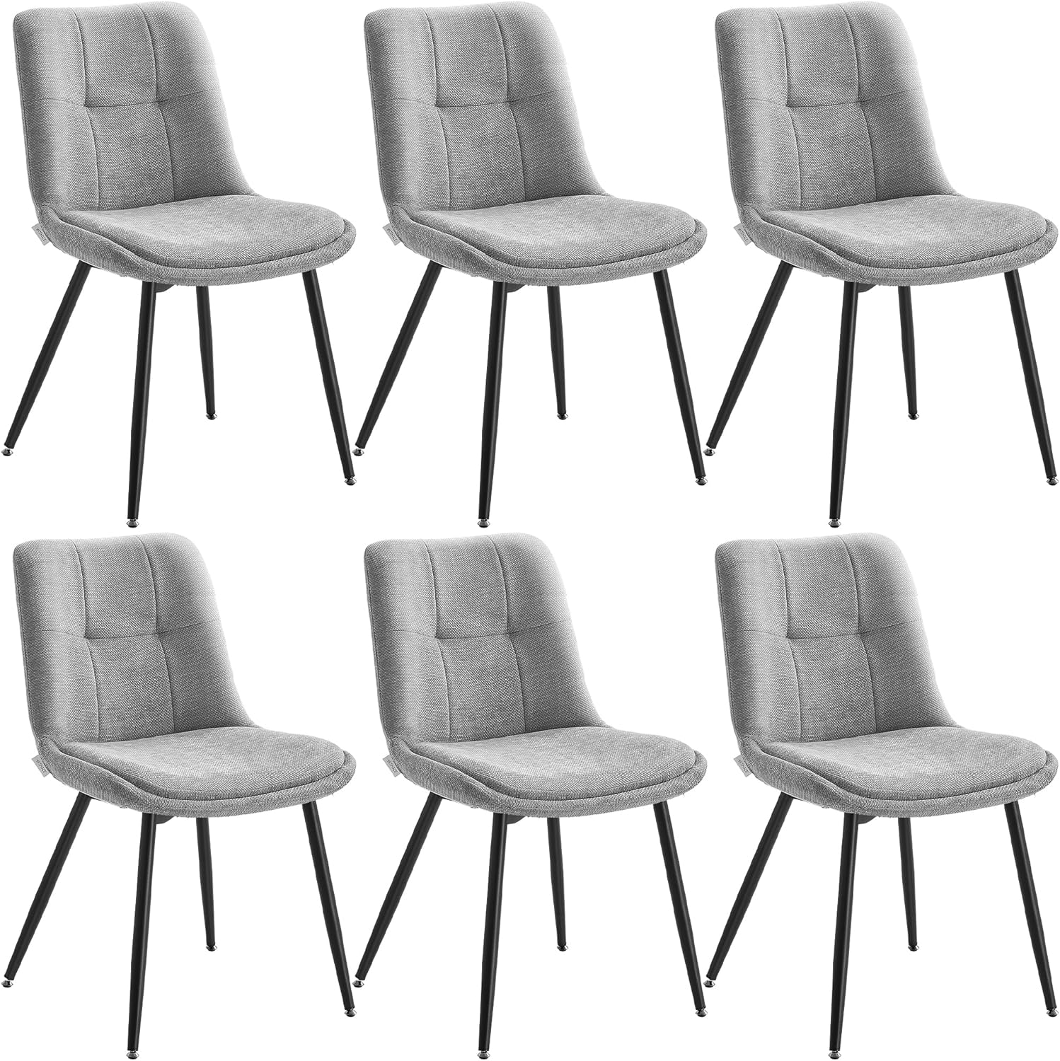 VASAGLE - Lot de 6 chaises modernes, métal, chenille, 120 kg, KDC151G16