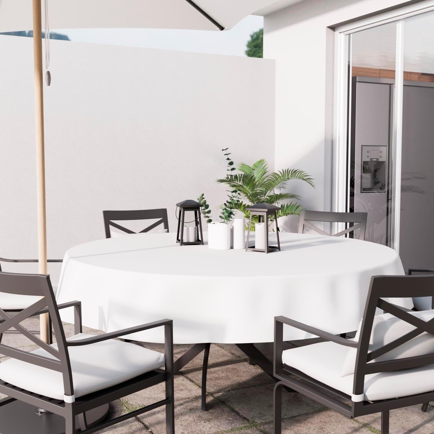 Soleil d’Ocre - Nappe Ronde Alix - 180 cm - Polyester blanc, anti-tâches