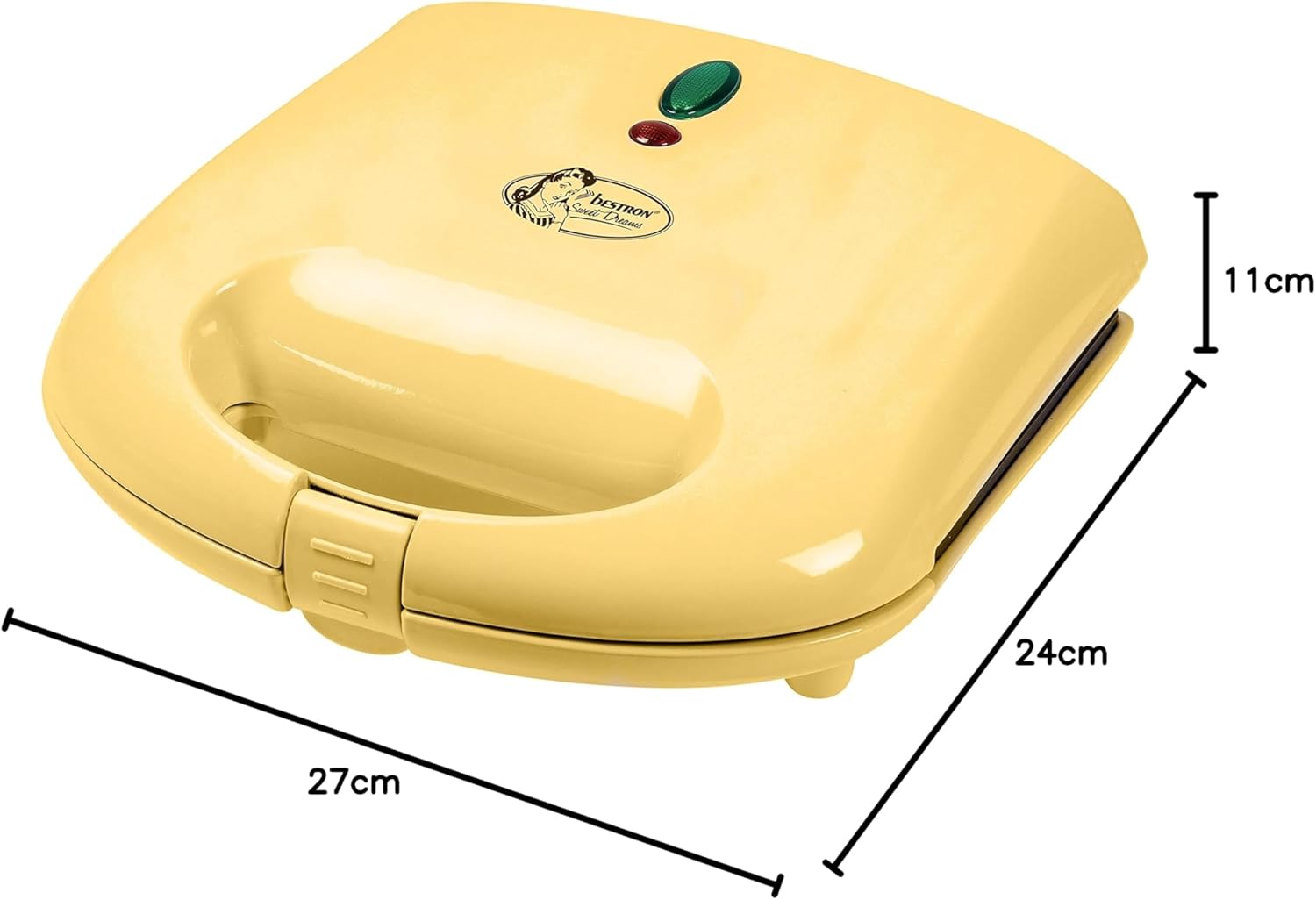 Bestron - gaufrier rétro 700W, anti-adhésif, jaune, dimensions compactes